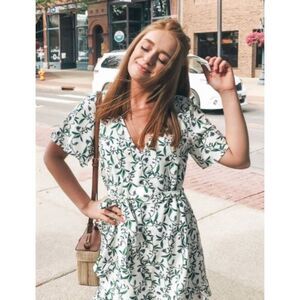 Lush Floral Print Short-Sleeve Wrap Dress